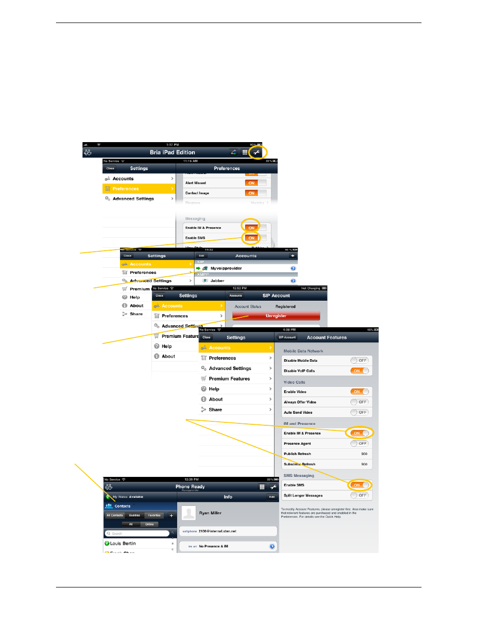 For sip simple | CounterPath Bria iPad Edition 2.4 User Guide User Manual | Page 12 / 76