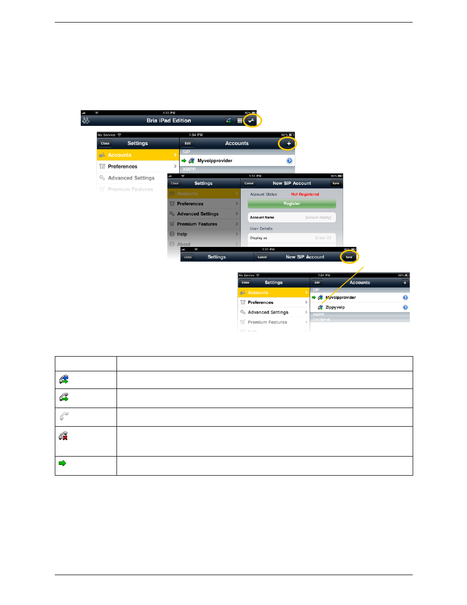 Setting up multiple accounts | CounterPath Bria iPad Edition 2.4 User Guide User Manual | Page 9 / 76