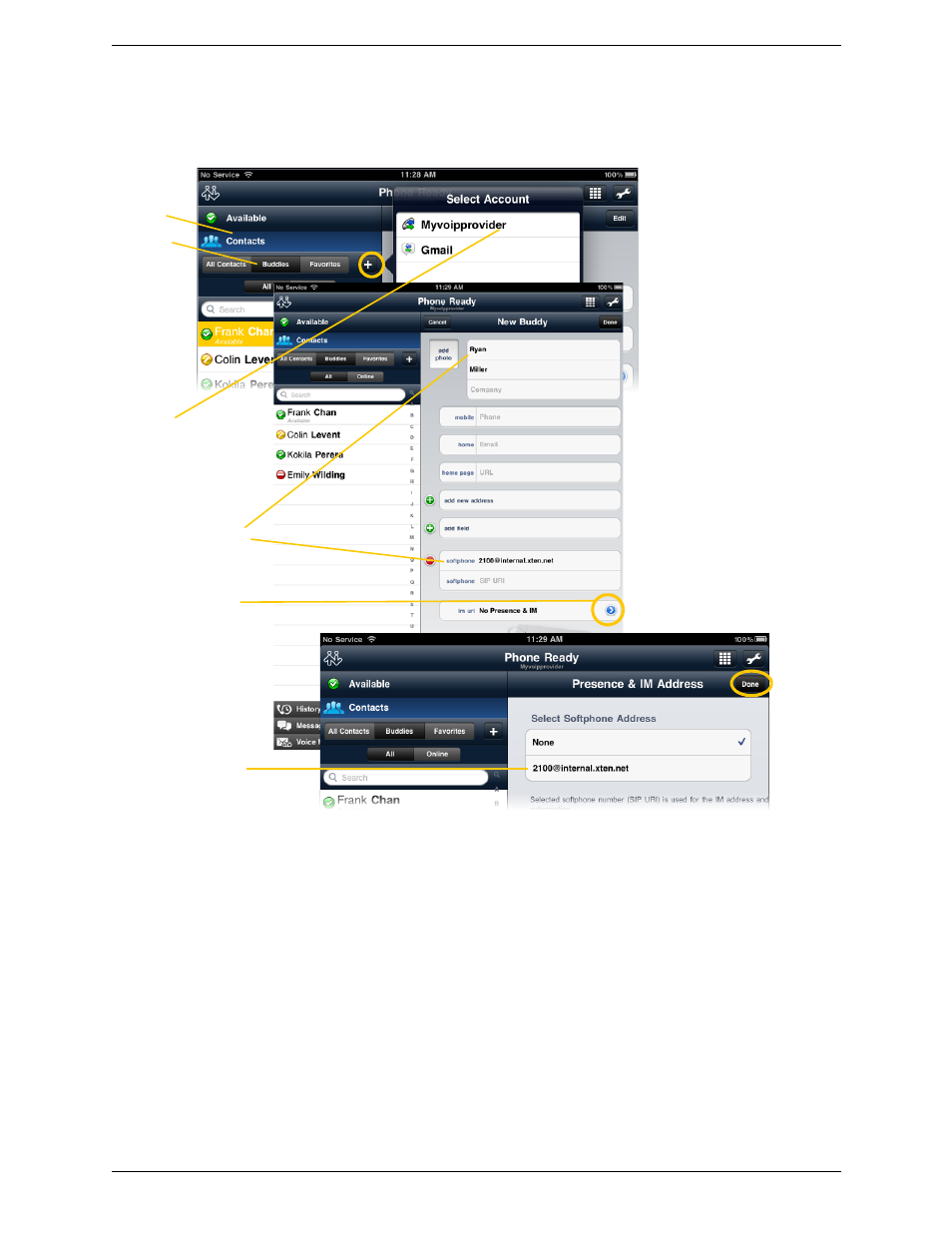 Adding a new contact as a buddy | CounterPath Bria iPad Edition 2.2 User Guide User Manual | Page 41 / 68