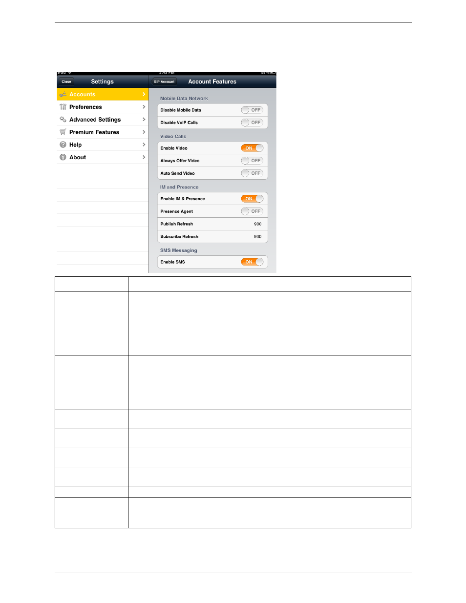 Account specific features | CounterPath Bria iPad Edition 2.2 User Guide User Manual | Page 47 / 68