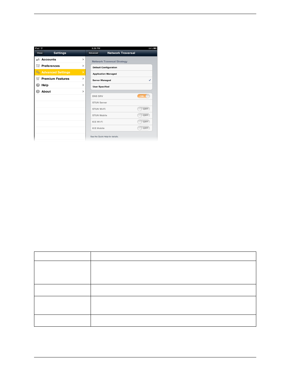Network traversal strategy | CounterPath Bria iPad Edition 2.1 User Guide User Manual | Page 61 / 74