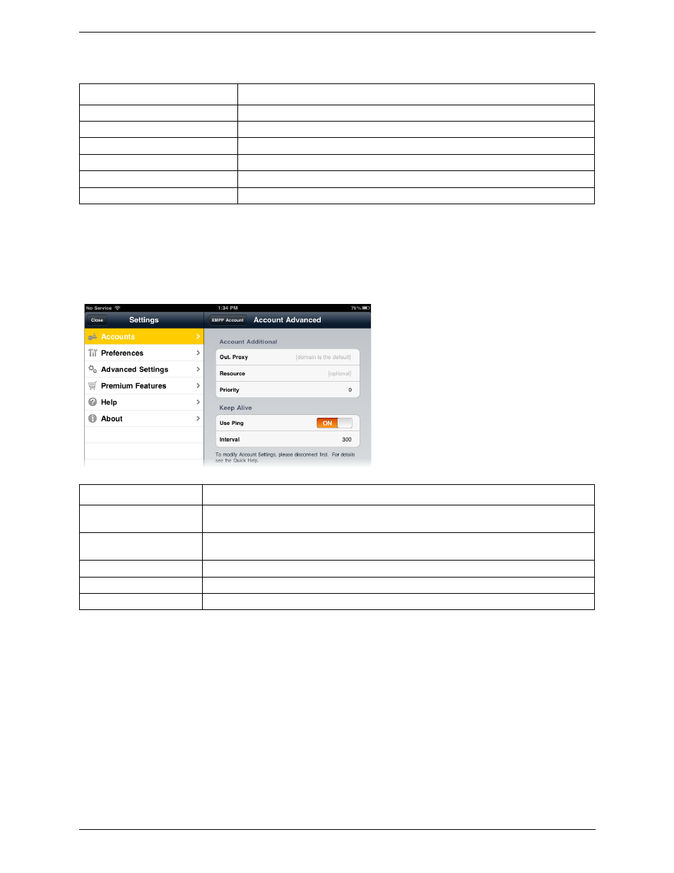 Account advanced (xmpp) | CounterPath Bria iPad Edition 2.0 User Guide User Manual | Page 53 / 70