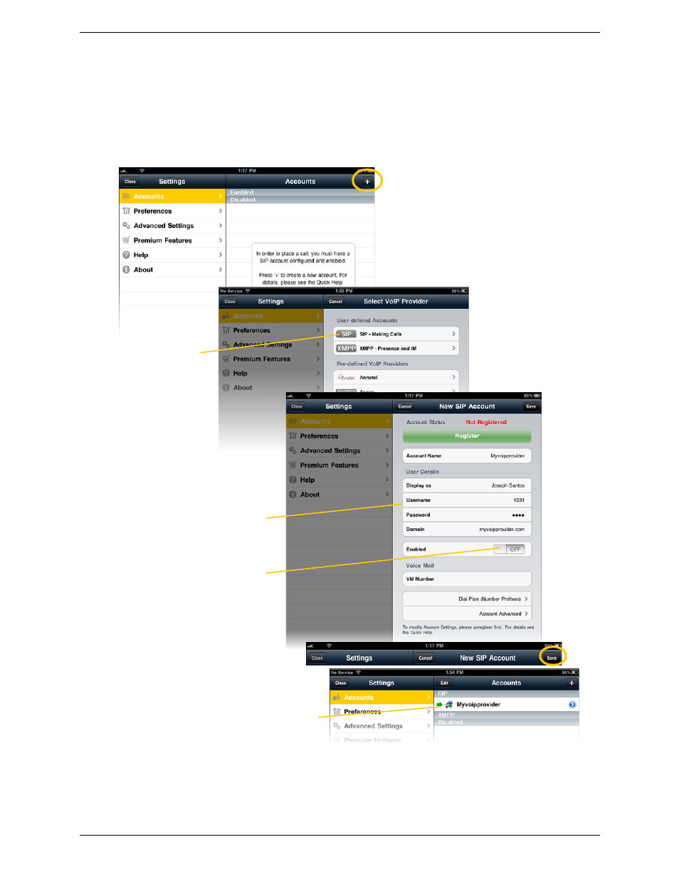 3 setting up bria, Setting up bria | CounterPath Bria iPad Edition 2.0 User Guide User Manual | Page 9 / 70