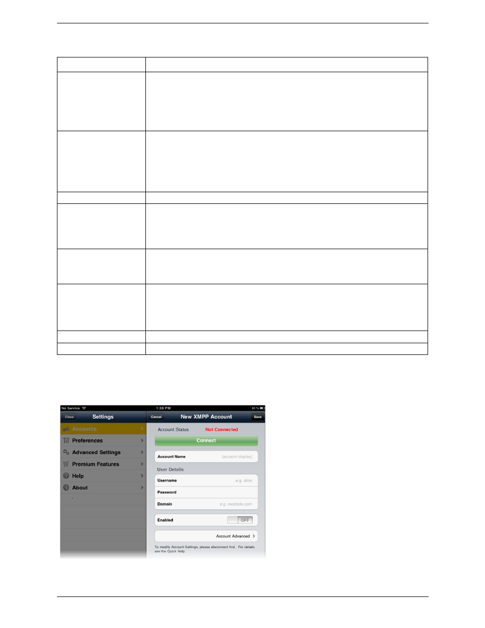 Xmpp accounts | CounterPath Bria iPad Edition 1.1.1/1.1.2 User Guide User Manual | Page 52 / 70