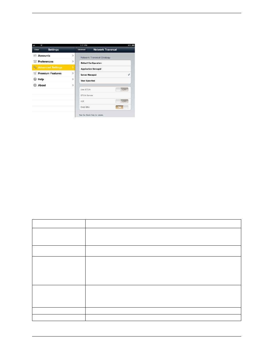 Network traversal strategy | CounterPath Bria iPad Edition 1.0 User Guide User Manual | Page 37 / 48