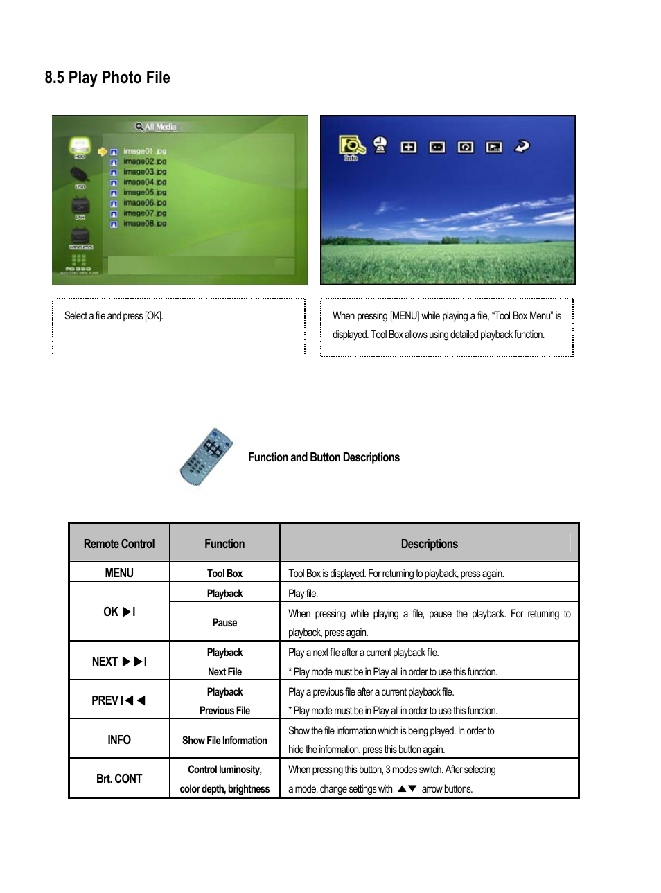 5 play photo file | AL Tech MEDIAGATE MG-350HD User Manual | Page 103 / 107