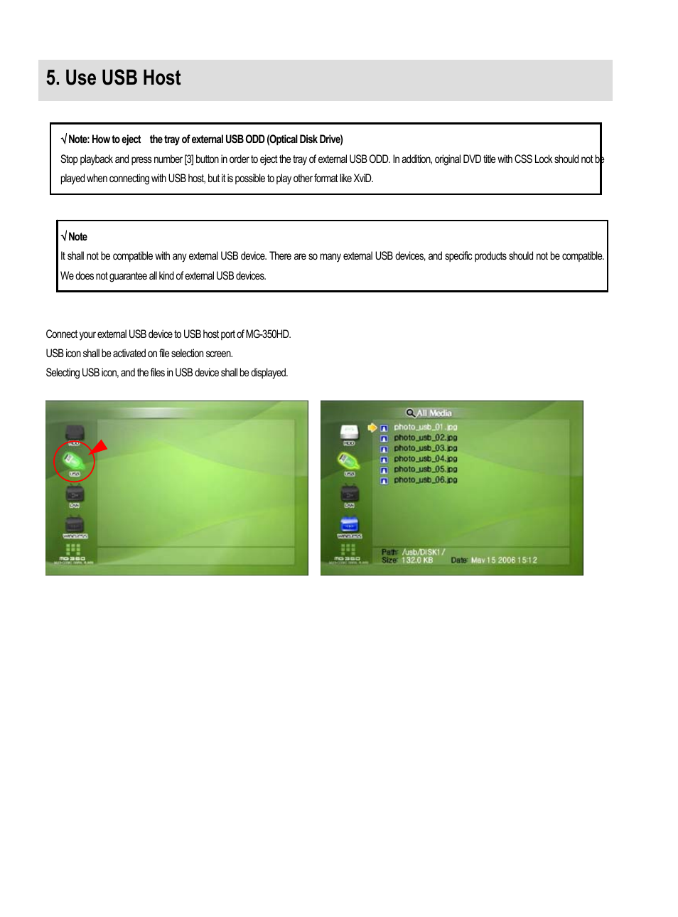 Use usb host | AL Tech MEDIAGATE MG-350HD User Manual | Page 49 / 107