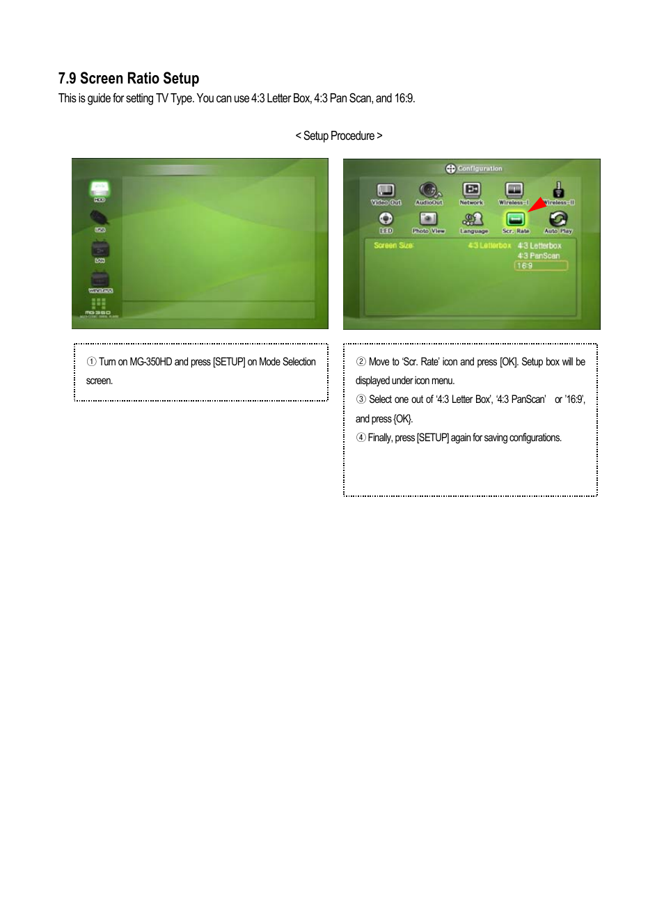 9 screen ratio setup | AL Tech MEDIAGATE MG-350HD User Manual | Page 62 / 107