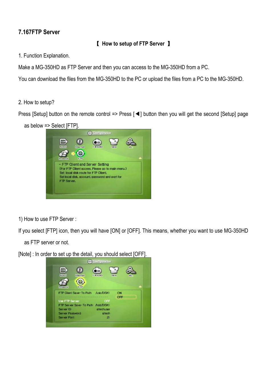 167ftp server | AL Tech MEDIAGATE MG-350HD User Manual | Page 87 / 107