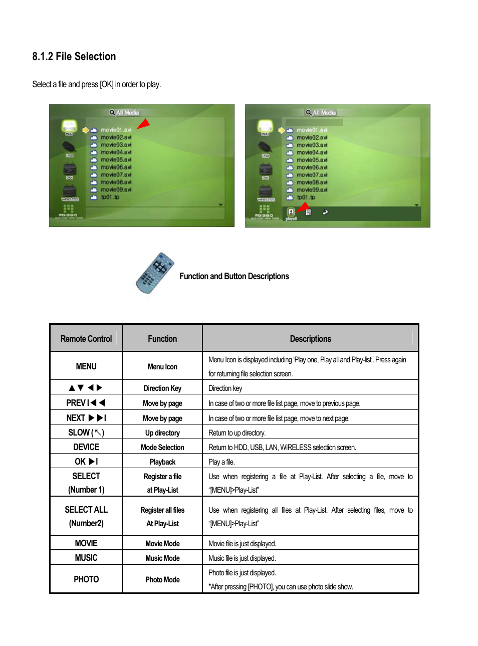 2 file selection | AL Tech MEDIAGATE MG-350HD User Manual | Page 95 / 107