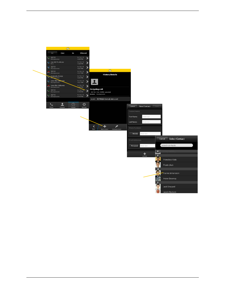 Creating a contact from history | CounterPath Bria BlackBerry Edition User Guide User Manual | Page 25 / 44