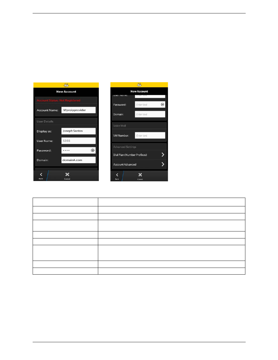 1 accounts, Sip accounts, Accounts | CounterPath Bria BlackBerry Edition User Guide User Manual | Page 28 / 44