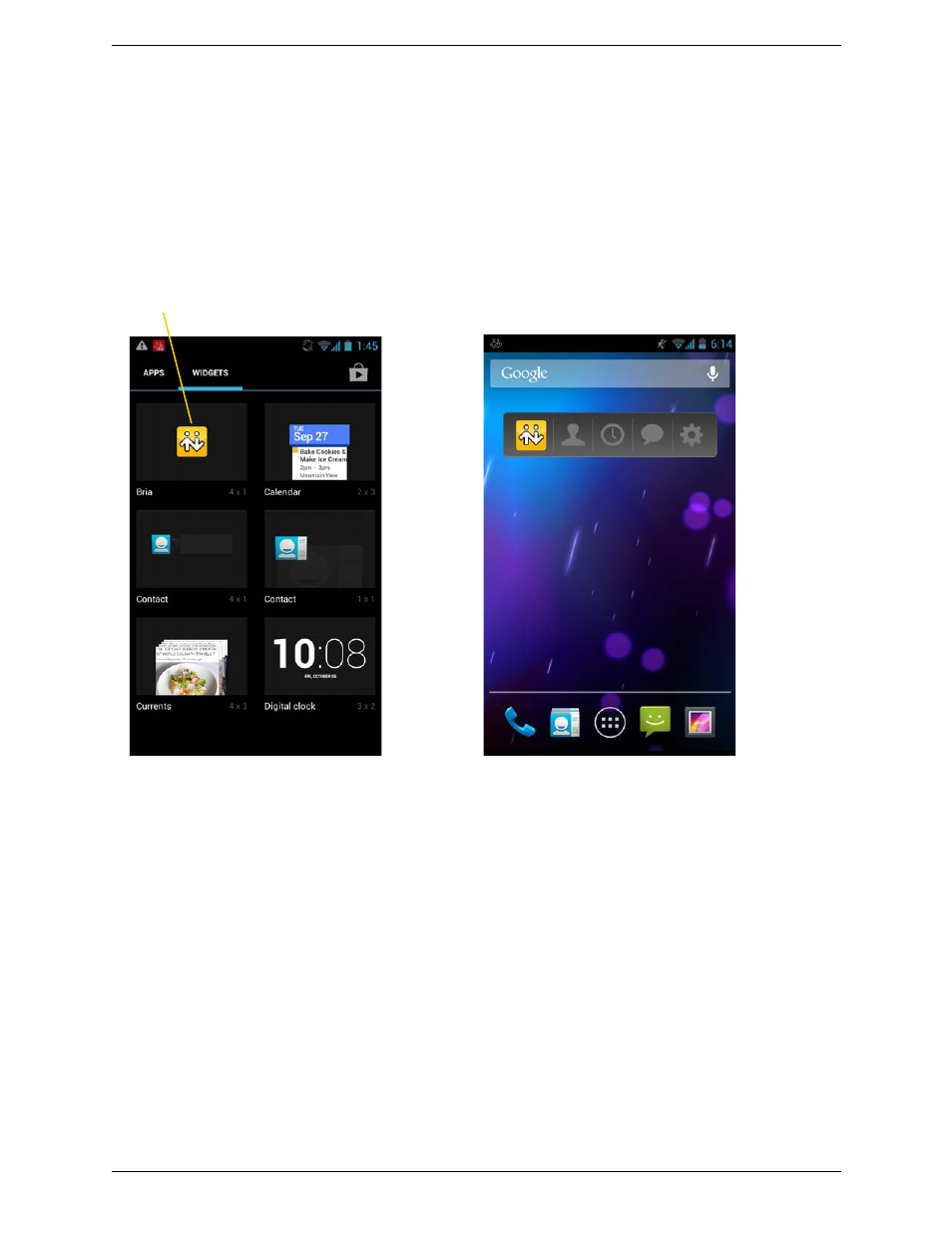 4 widget, Widget | CounterPath Bria Android Edition 3.1 User Guide User Manual | Page 14 / 74