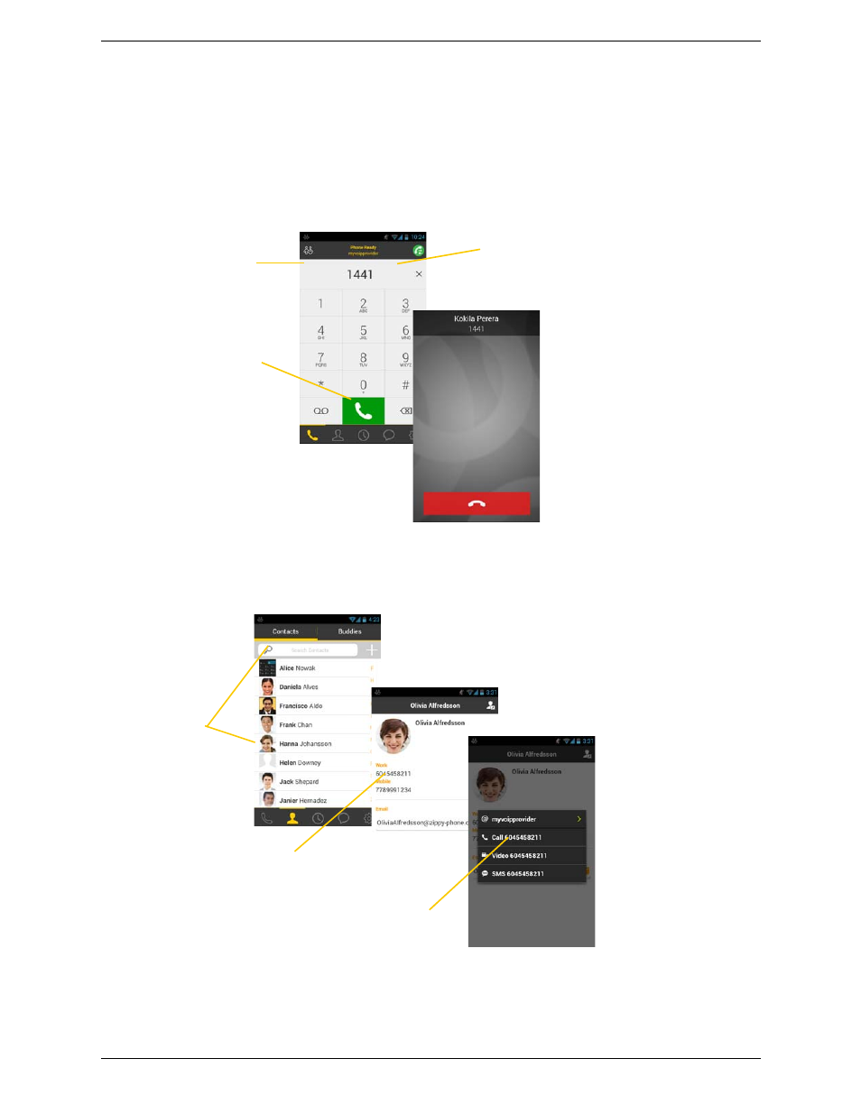 3 placing a bria call, Placing a bria call | CounterPath Bria Android Edition 3.1 User Guide User Manual | Page 19 / 74