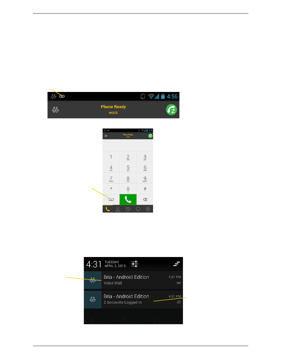 14 accessing voicemail, Accessing voicemail | CounterPath Bria Android Edition 3.1 User Guide User Manual | Page 35 / 74