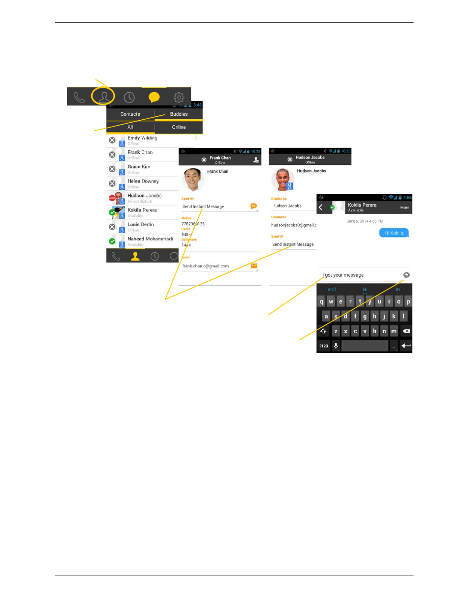 By selecting a contact | CounterPath Bria Android Edition 3.1 User Guide User Manual | Page 39 / 74