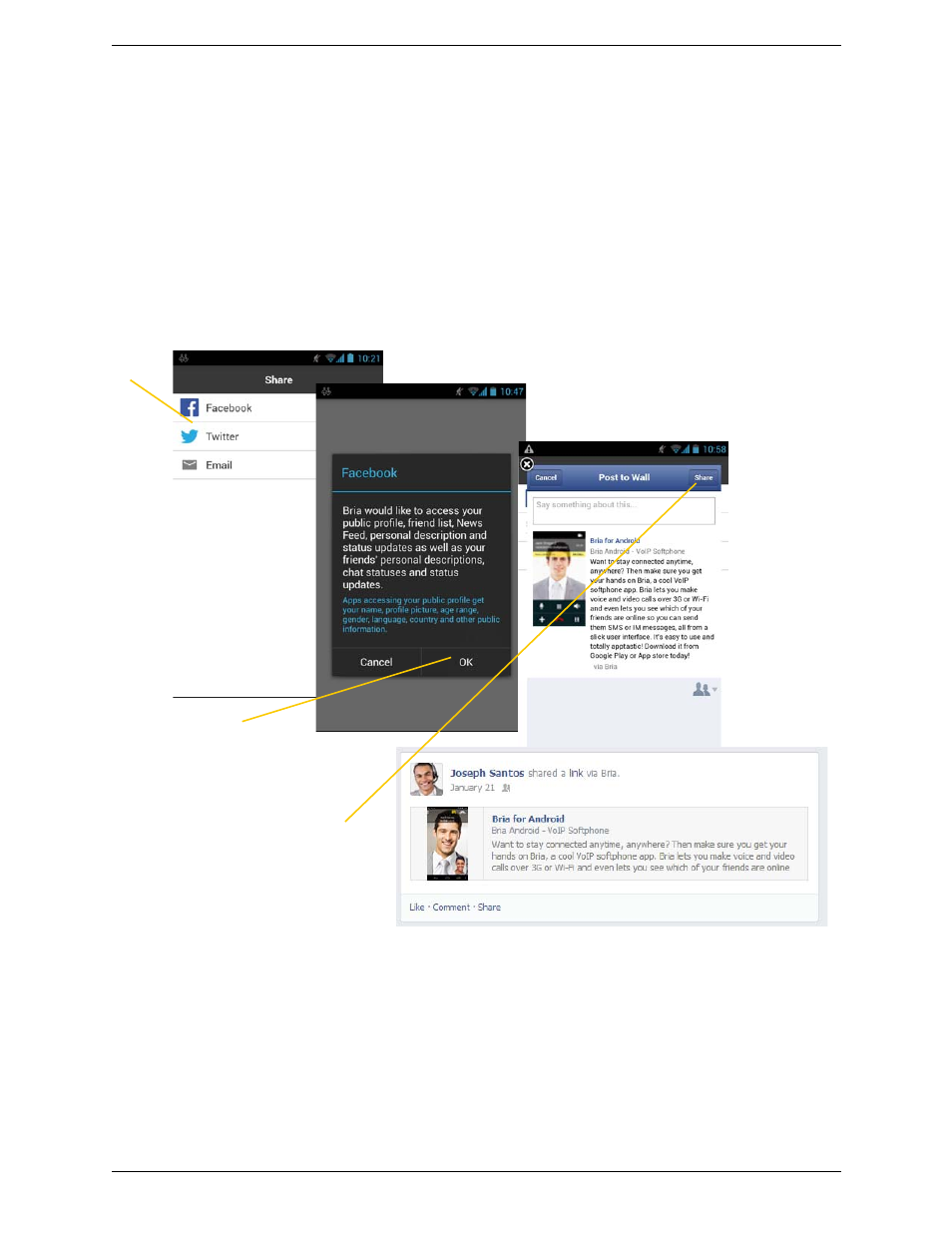 5 share, Share | CounterPath Bria Android Edition 3.1 User Guide User Manual | Page 68 / 74