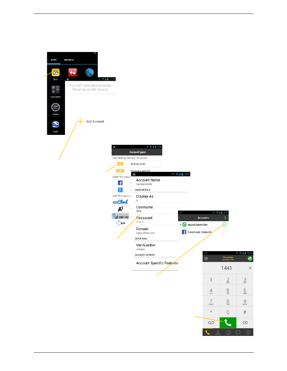 2 setting up, Setting up | CounterPath Bria Android Edition 3.1 User Guide User Manual | Page 8 / 74