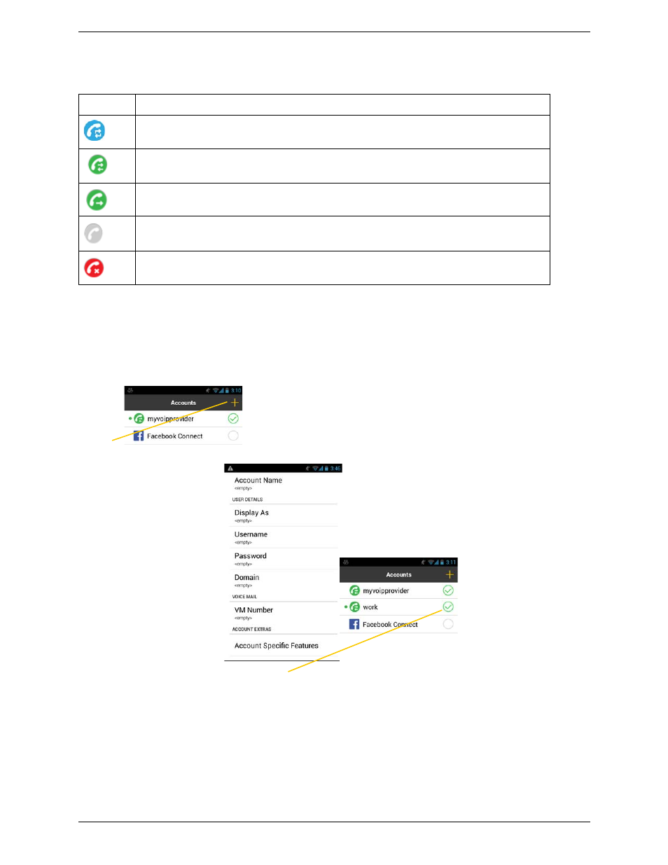 Setting up multiple accounts | CounterPath Bria Android Edition 3.1 User Guide User Manual | Page 9 / 74