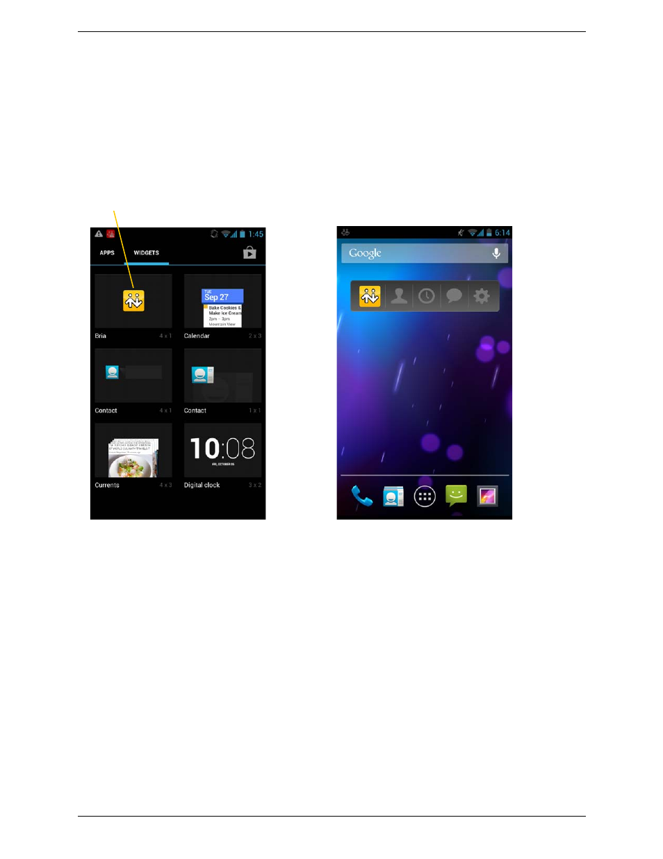 4 widget, Widget | CounterPath Bria Android Edition 3.0 User Guide User Manual | Page 14 / 72