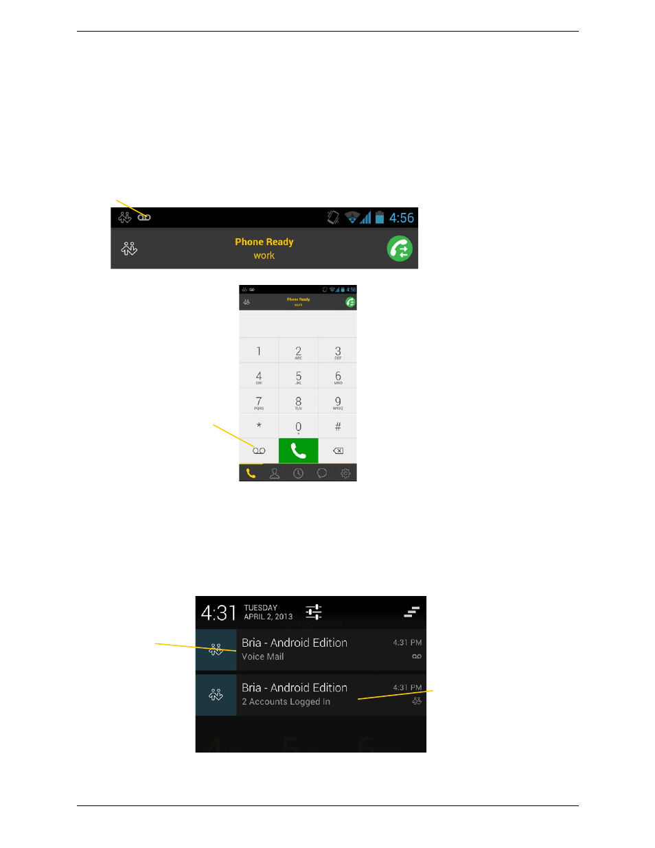 14 accessing voicemail, Accessing voicemail | CounterPath Bria Android Edition 3.0 User Guide User Manual | Page 35 / 72