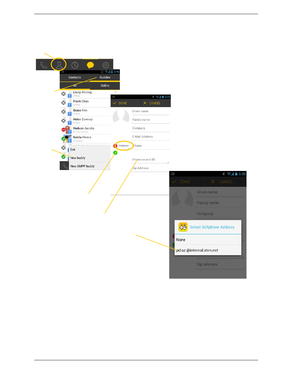 Adding a new contact as a buddy | CounterPath Bria Android Edition 3.0 User Guide User Manual | Page 47 / 72
