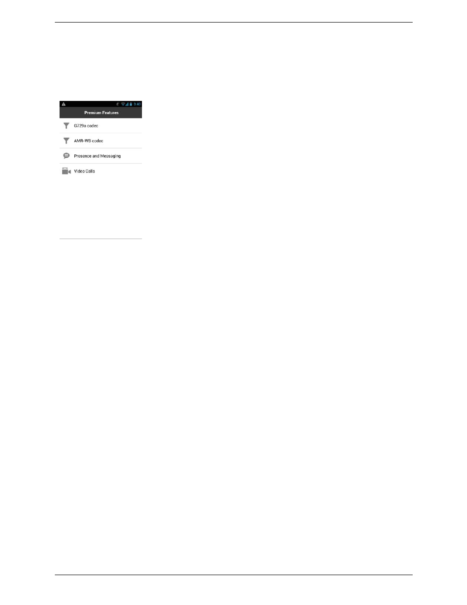 4 premium features, Premium features | CounterPath Bria Android Edition 3.0 User Guide User Manual | Page 66 / 72
