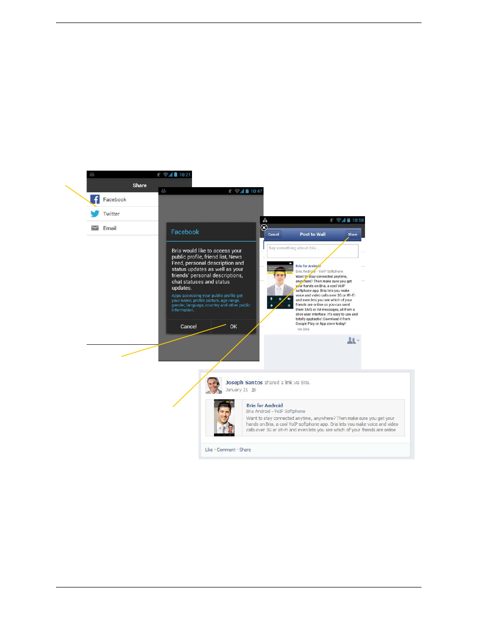 5 share, Share | CounterPath Bria Android Edition 3.0 User Guide User Manual | Page 67 / 72