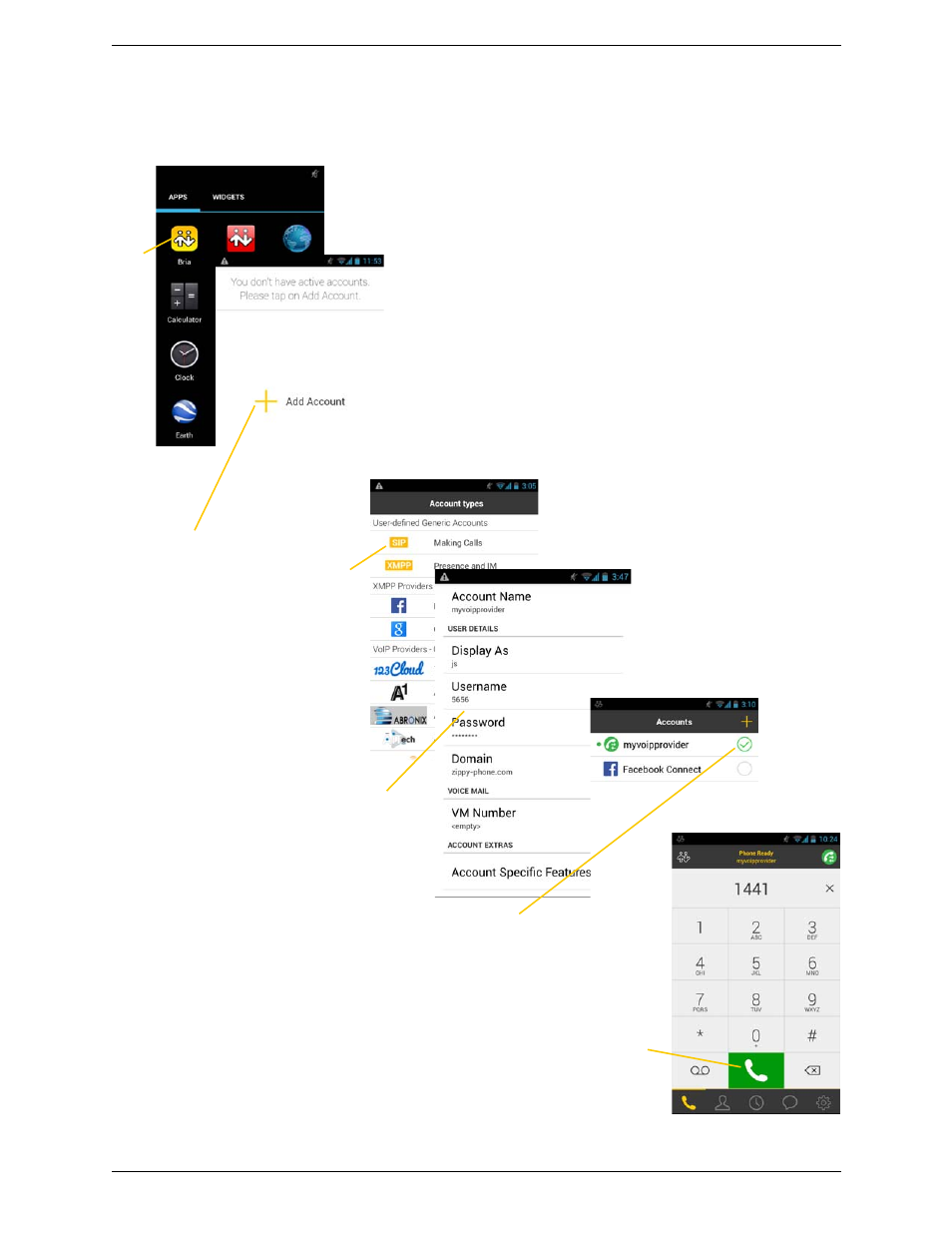 2 setting up, Setting up | CounterPath Bria Android Edition 3.0 User Guide User Manual | Page 8 / 72