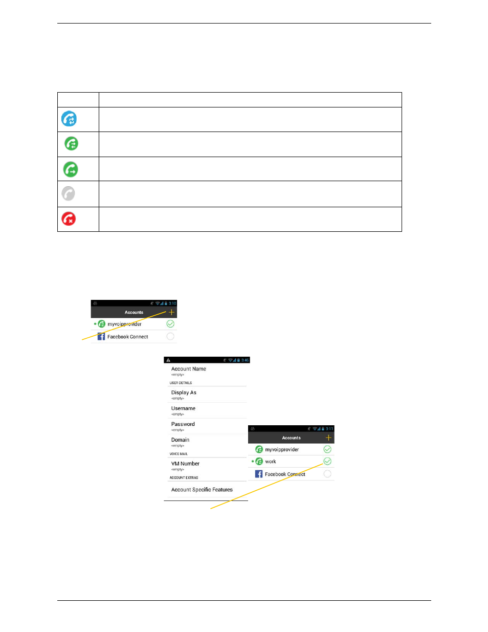 Setting up multiple accounts | CounterPath Bria Android Edition 3.0 User Guide User Manual | Page 9 / 72
