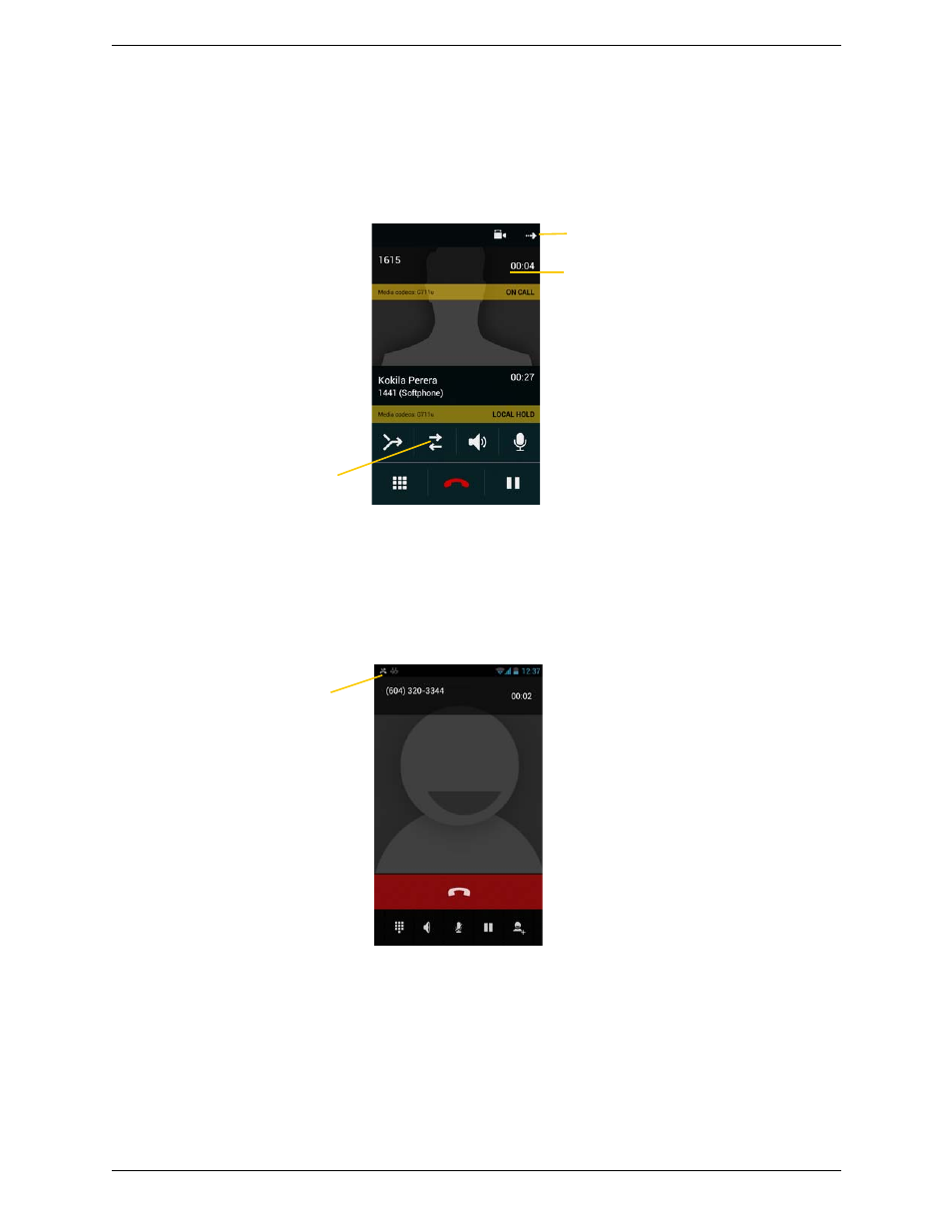 8 handling two established calls, Handling two established calls | CounterPath Bria Android Edition 2.3 User Guide User Manual | Page 25 / 60
