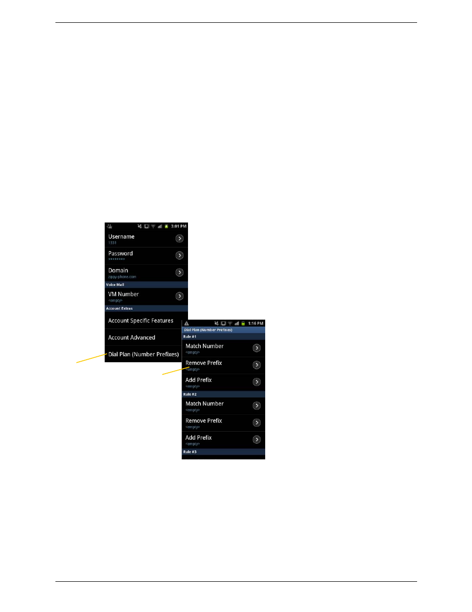 B dial plans, Setting up dial plans | CounterPath Bria Android Edition 2.3 User Guide User Manual | Page 58 / 60