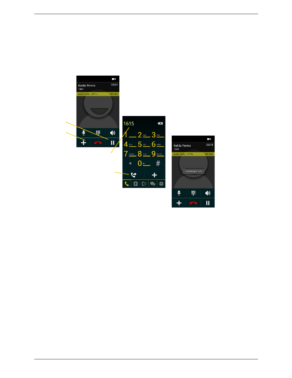 9 unattended (basic) transfer, Unattended (basic) transfer | CounterPath Bria Android Edition 2.2 User Guide User Manual | Page 26 / 60