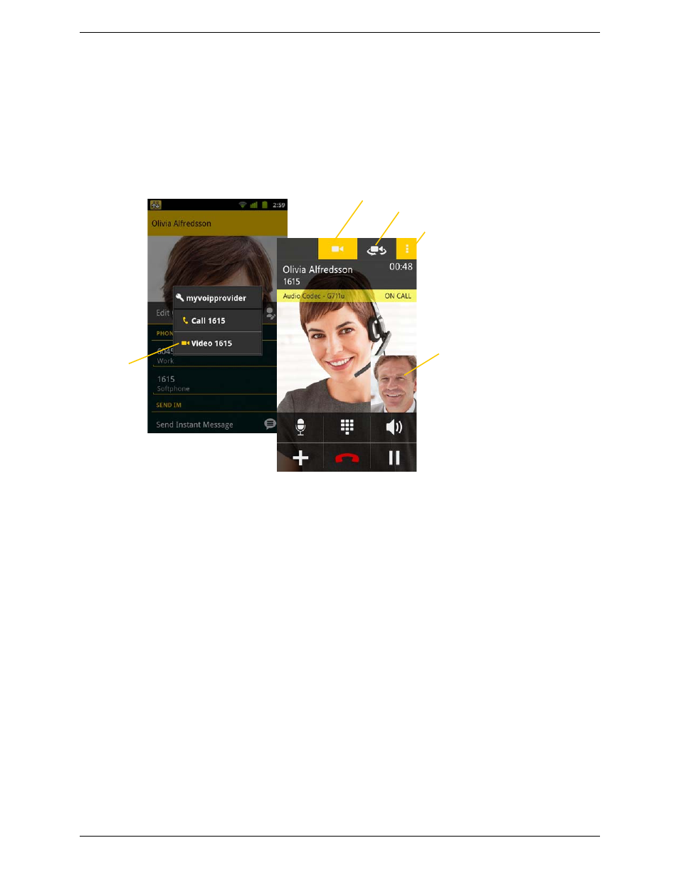 12 handling video calls, Handling video calls | CounterPath Bria Android Edition 2.1 User Guide User Manual | Page 29 / 60