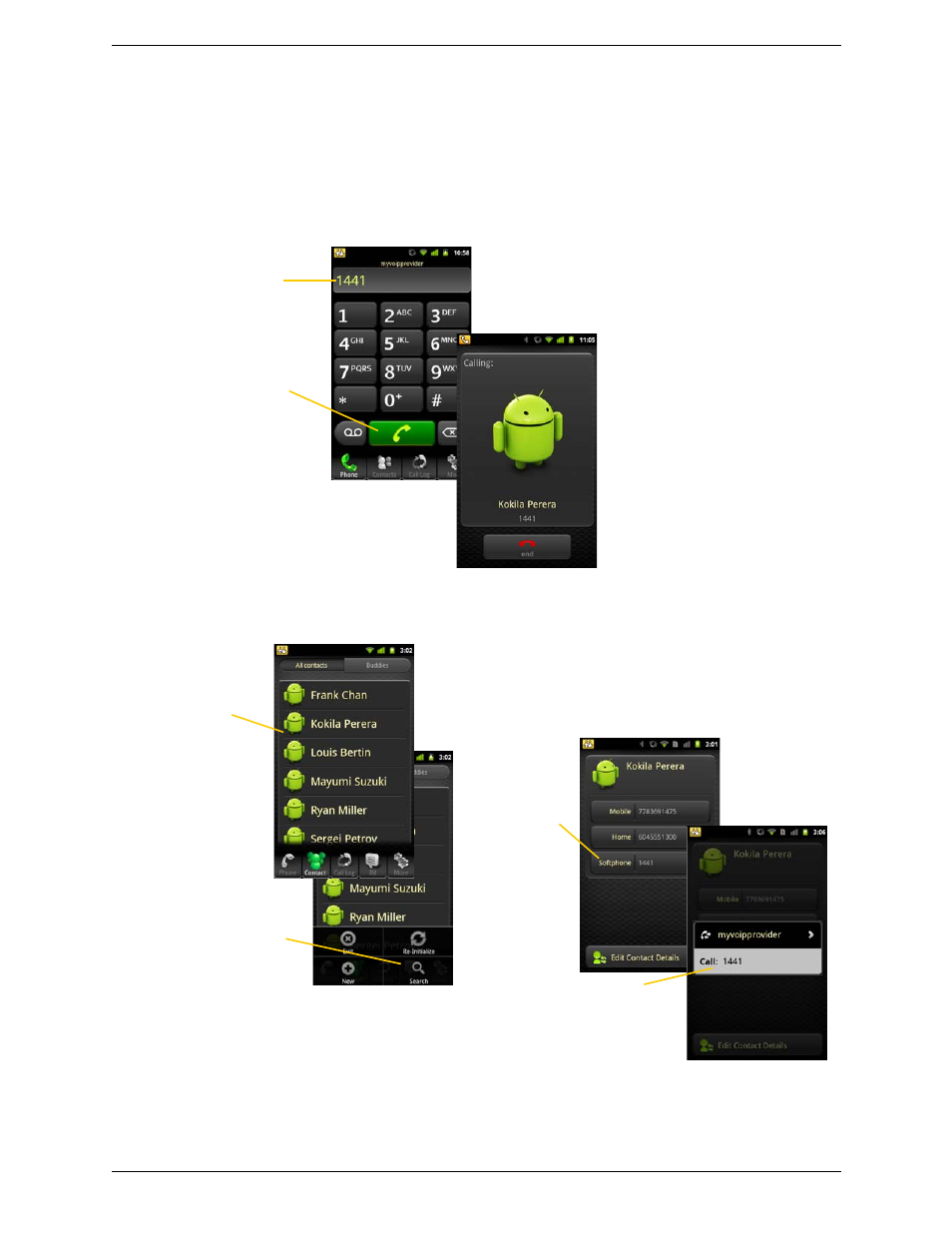 3 placing a bria call, Placing a bria call | CounterPath Bria Android Edition 1.2 User Guide User Manual | Page 17 / 54