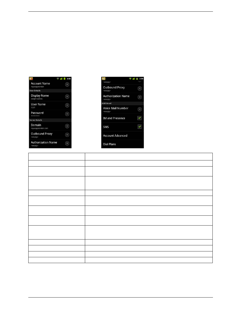 1 account settings, Account settings, Sip accounts | CounterPath Bria Android Edition 1.2 User Guide User Manual | Page 40 / 54
