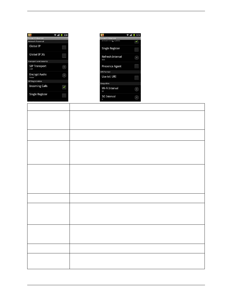 Account advanced (sip) | CounterPath Bria Android Edition 1.2 User Guide User Manual | Page 41 / 54