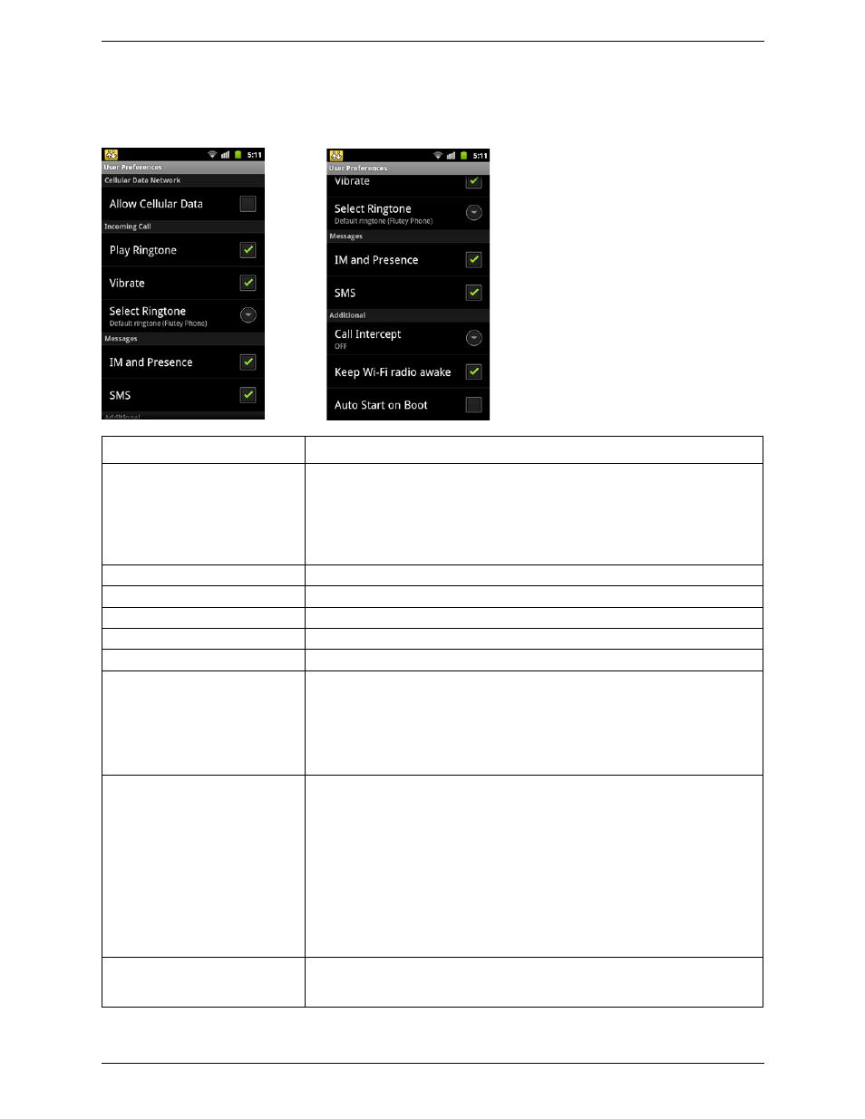 2 user preferences, User preferences | CounterPath Bria Android Edition 1.2 User Guide User Manual | Page 44 / 54