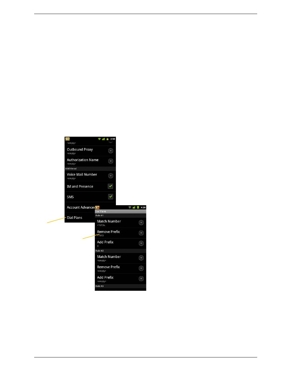 B dial plans, Setting up dial plans | CounterPath Bria Android Edition 1.2 User Guide User Manual | Page 51 / 54