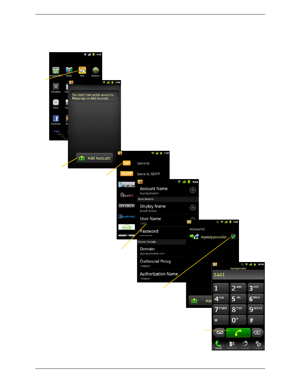 2 setting up, Setting up | CounterPath Bria Android Edition 1.2 User Guide User Manual | Page 8 / 54