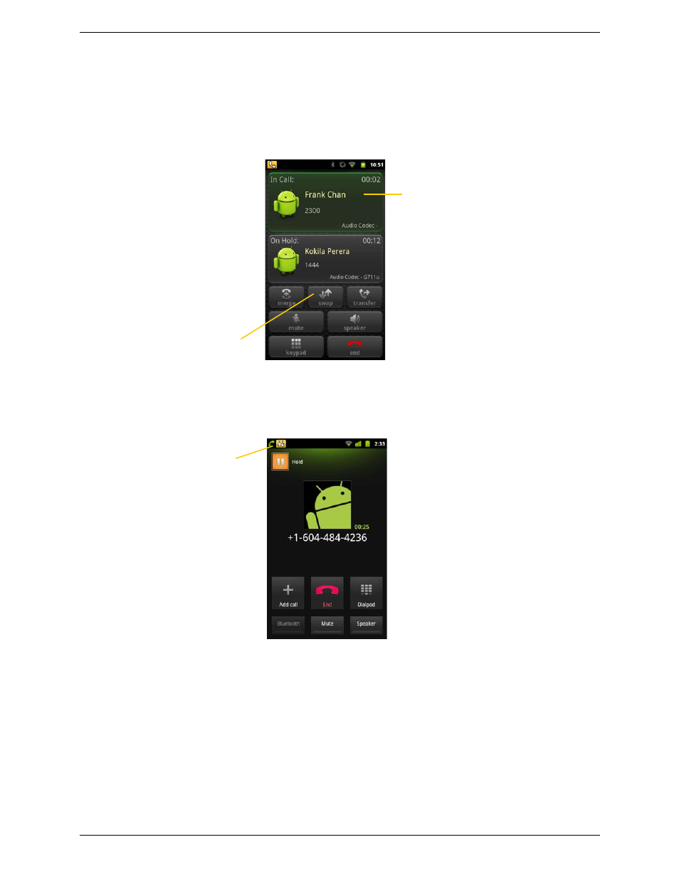6 handling established calls, Handling established calls | CounterPath Bria Android Edition 1.1.9 User Guide User Manual | Page 18 / 40