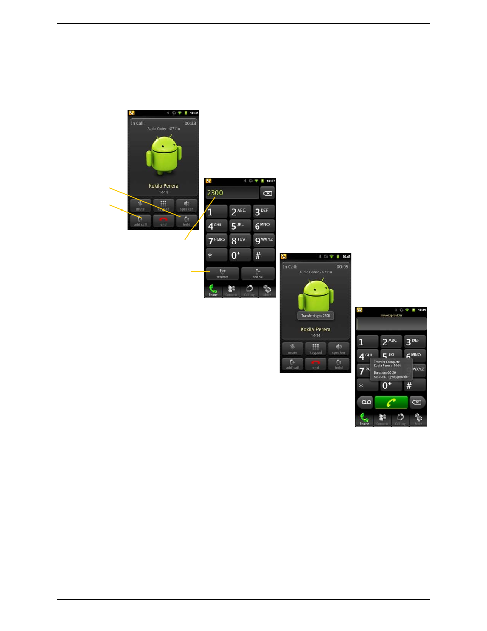 7 unattended (basic) transfer, Unattended (basic) transfer | CounterPath Bria Android Edition 1.1.9 User Guide User Manual | Page 19 / 40