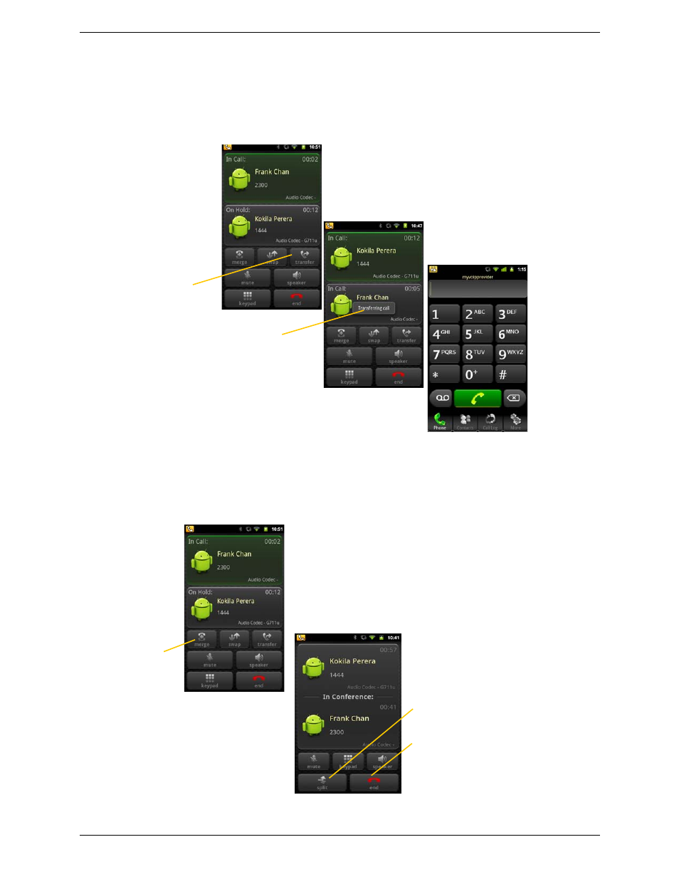 8 attended transfer, 9 conference call, Attended transfer conference call | CounterPath Bria Android Edition 1.1.9 User Guide User Manual | Page 20 / 40