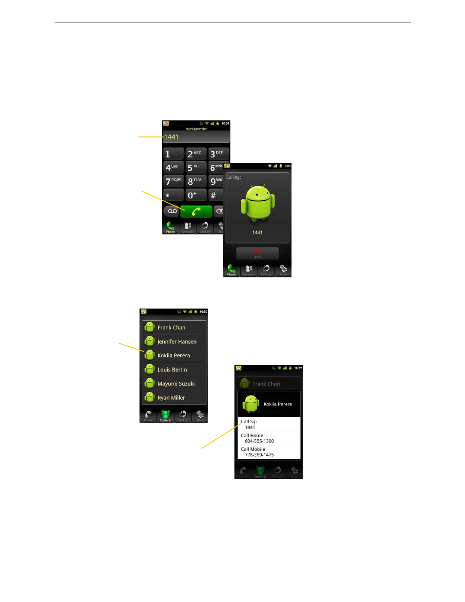 3 placing a bria call, Placing a bria call | CounterPath Bria Android Edition 1.1 User Guide (Revision 7) User Manual | Page 13 / 40