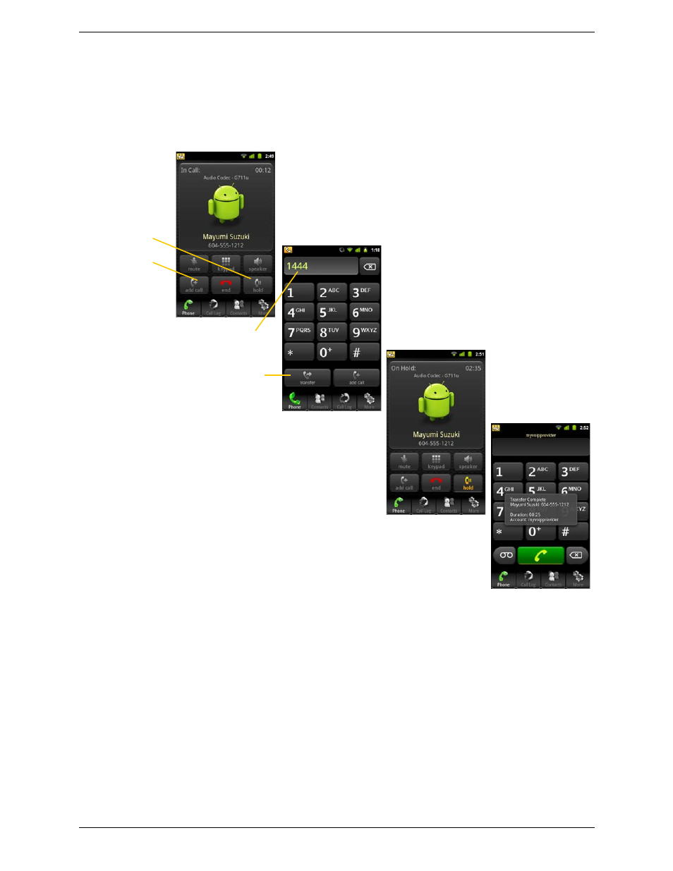 7 unattended (basic) transfer, Unattended (basic) transfer | CounterPath Bria Android Edition 1.1 User Guide (Revision 7) User Manual | Page 19 / 40