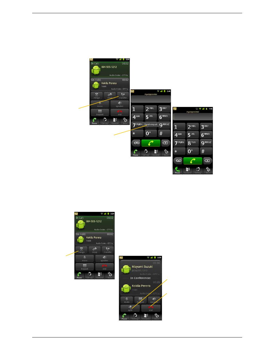 8 attended transfer, 9 conference call, Attended transfer conference call | CounterPath Bria Android Edition 1.1 User Guide (Revision 7) User Manual | Page 20 / 40