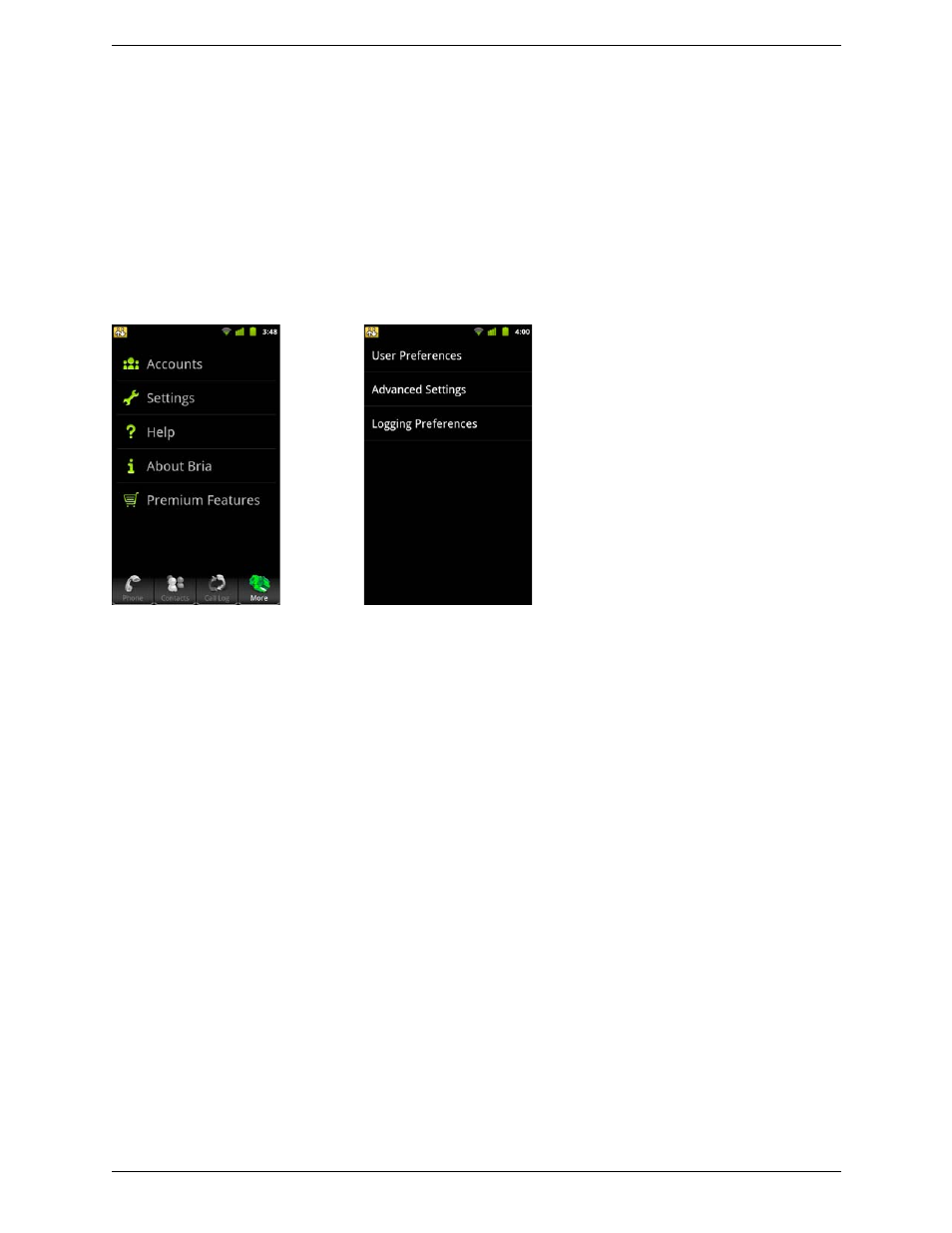 5 settings, Settings, 5settings | CounterPath Bria Android Edition 1.1 User Guide (Revision 7) User Manual | Page 27 / 40