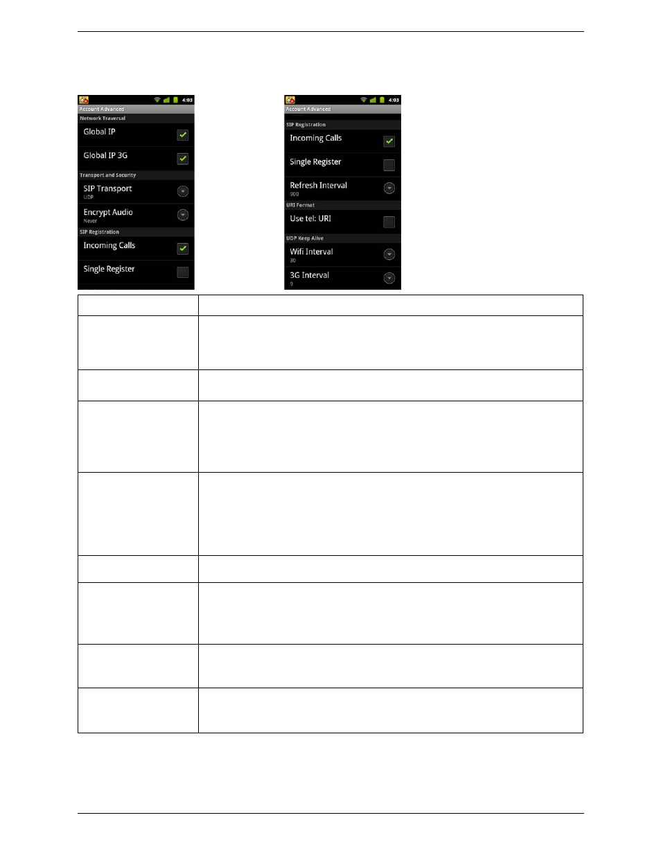 Account advanced | CounterPath Bria Android Edition 1.1 User Guide (Revision 7) User Manual | Page 29 / 40