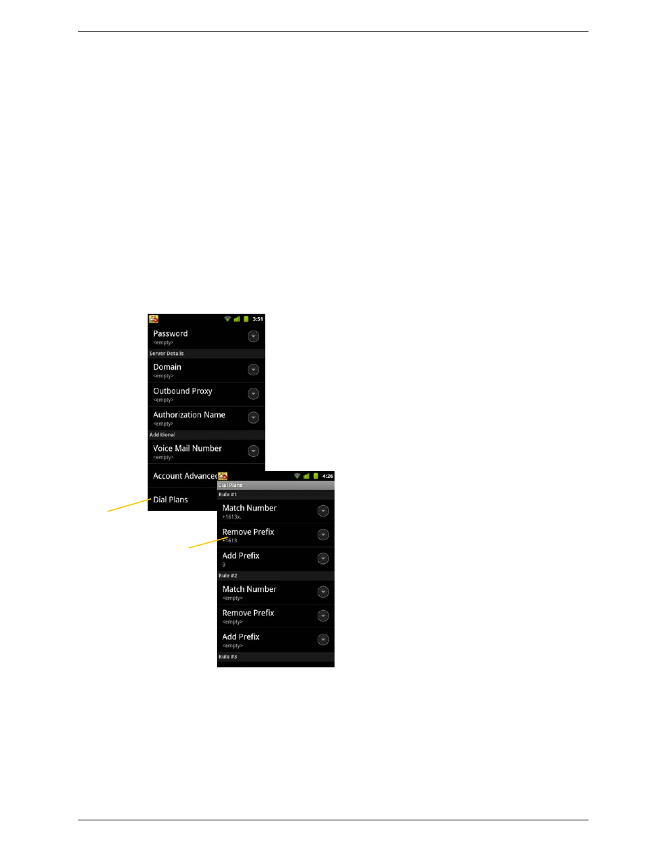 B dial plans, Setting up dial plans | CounterPath Bria Android Edition 1.1 User Guide (Revision 7) User Manual | Page 38 / 40