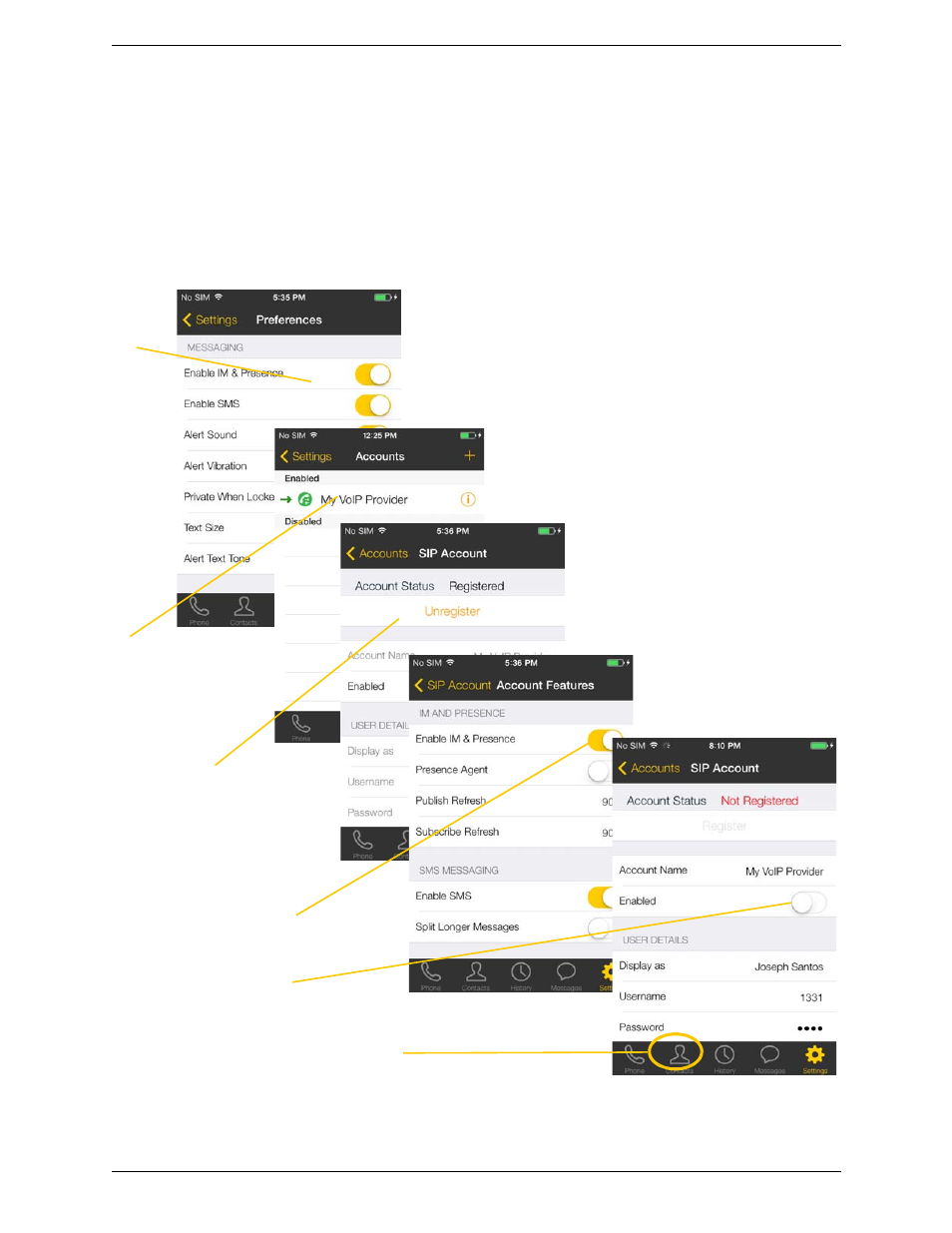 For sip simple | CounterPath Bria iPhone Edition 3.1 User Guide User Manual | Page 13 / 78
